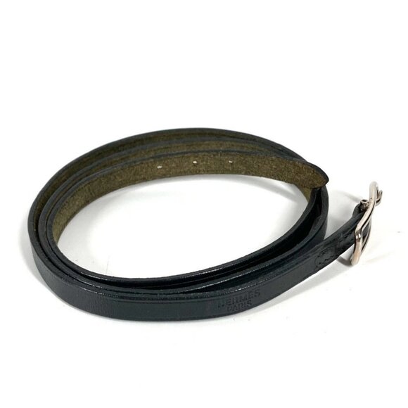 HERMES API 4-row long logo accessories Bracelet Leather Black/SilverHardware - Picture 3 of 12
